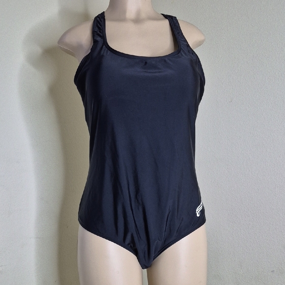 Black One Piece Swimwear with Racerback Design - Picture 1 of 4
